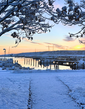 Sne på Køge Marina